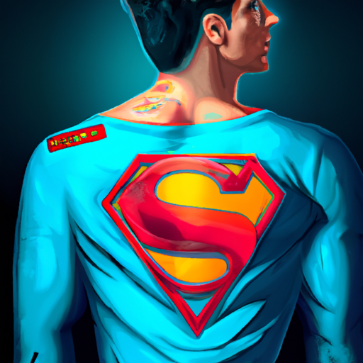 3. תמונה של דוגמנית לובשת בגדים בהשראת DC Comics, עם סמל סופרמן בולט.
