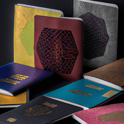 תמונה המציגה מגוון כיסויי דרכונים מחומרים שונים