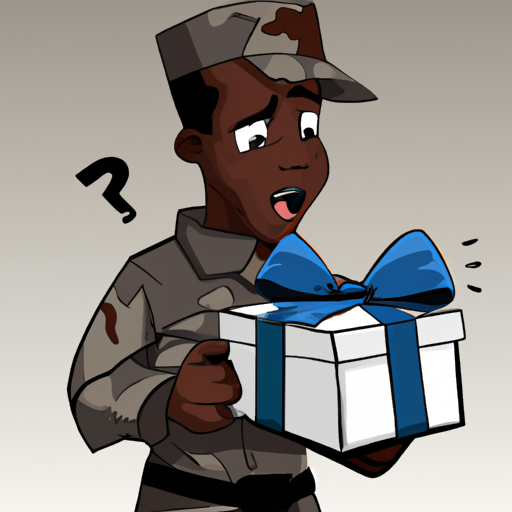 תמונה המתארת את תגובתו המופתעת והמרוצה של המתגייס עם קבלת מתנה ייחודית.